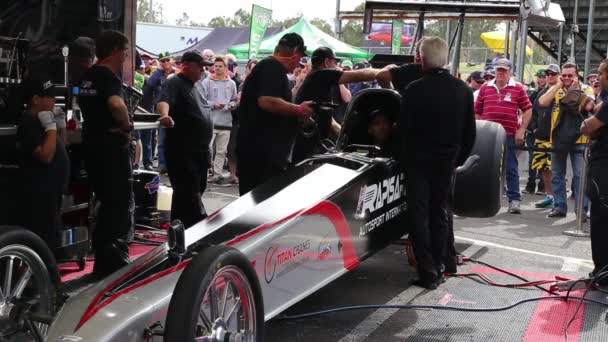 Calentando Dragster Top Fuel Willowbank Raceway Australia — Vídeo de stock