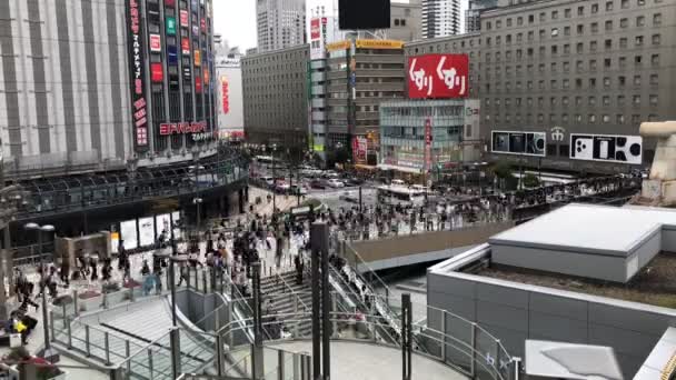 오사카의 우메다 2019 우메다 주변의 보행자와 교통의 — 비디오