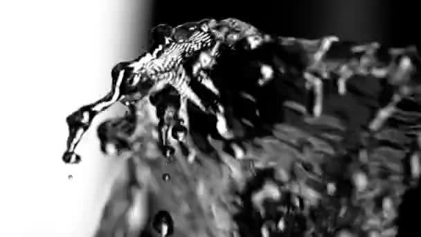 Брызги воды изолированы на черно-белом фоне, красивые брызги чистой воды в замедленной съемке — стоковое видео