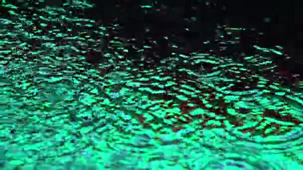 Rain drops in the night city. Slow motion. — Stock Video