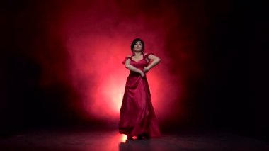 Arjantin Flamenko bir kışkırtıcı dans dansçı. Arkadan ışık. Duman arka plan