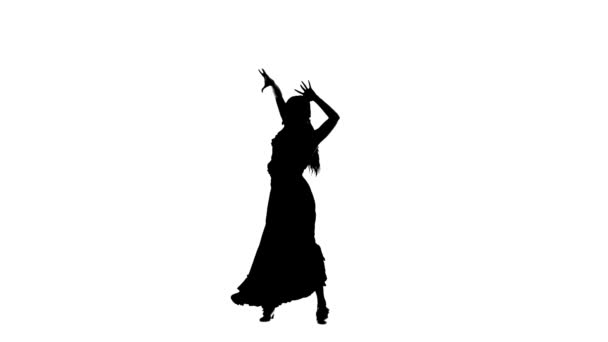 Silueta Chica baila flamenco . — Vídeos de Stock