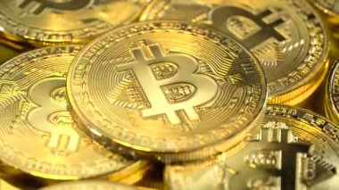 Altın cryptocurrency bitcoin iplik. Yakın çekim