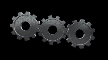 İplik yalnız uçar ve bir dişli olmak. Siyah arka plan. Alfa kanalı