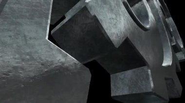 Kenarları dişli döndür. Siyah arka plan. Yakın çekim. Alfa kanalı