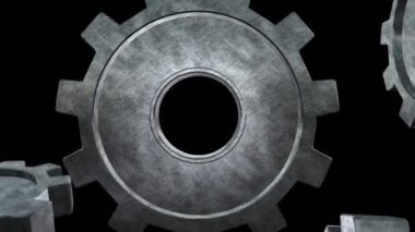 Beş gri vites sinekler iplik. Siyah arka plan. Yakın çekim. Alfa kanalı