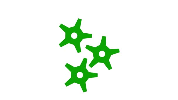 Rotating green gearwheels. White background. Alpha channel — Stock Video