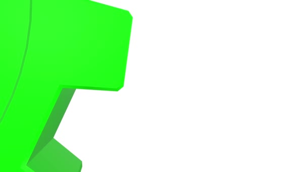 Πράσινο Gearwheel Λεπίδες Περιστρέφονται Λευκό Φόντο Κανάλι Άλφα Κοντινό Πλάνο — Αρχείο Βίντεο