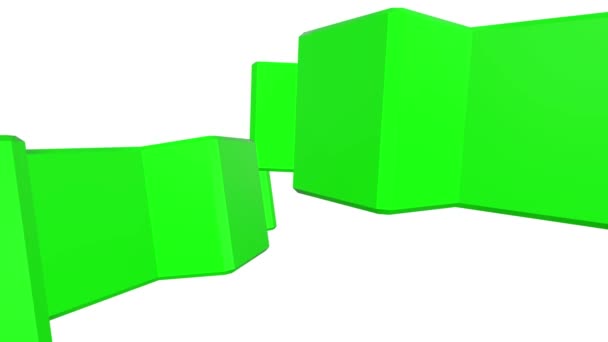 3D-animatie van de groene tandwielen draaien. . Witte achtergrond. Alfakanaal. Close-up — Stockvideo