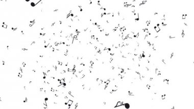Müzik notalarıyla canlandırılmış arka plan. Beyaz arkaplan