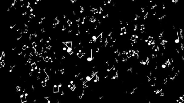 Déplacez les notes musicales. Fond noir — Video