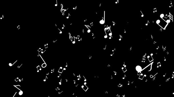 Fondo animado con notas musicales. Fondo negro — Vídeo de stock