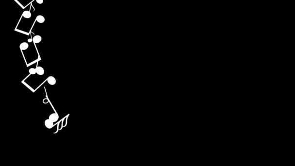 음악 노트 움직임. 검정색 배경 — 비디오