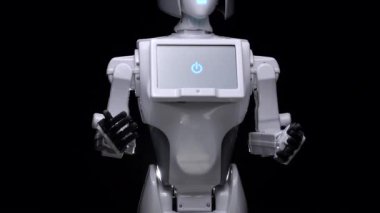 Robotlar el parmaklarını taşır. Siyah arka plan. Yakın çekim