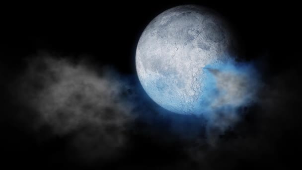 Lua azul no fundo céu noite . — Vídeo de Stock
