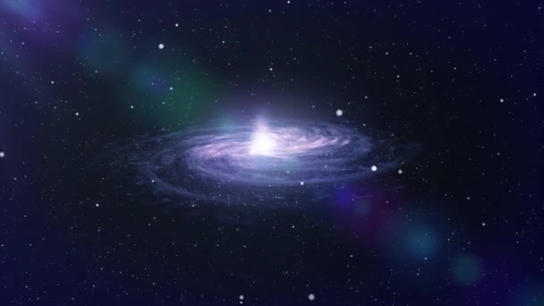 Space travel near big galaxy — Stock Video