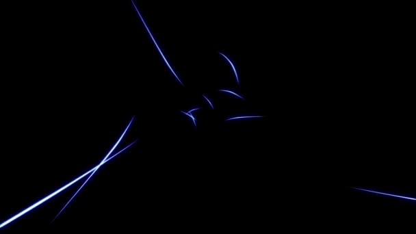 Astrazione delle linee blu fluttuanti in movimento. Fondo nero — Video Stock