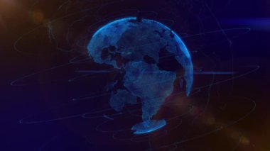 Sanal dünya futuristik Earth Hologramlı iplik dijital