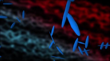 DNA iplikçiklerin tek tek öğeleri montajı yapılmaktadır. Kırmızı beyaz arka plan