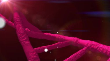 Dijital konuşabilerek kırmızı dna dönen holografik. Kırmızı bir arka plan