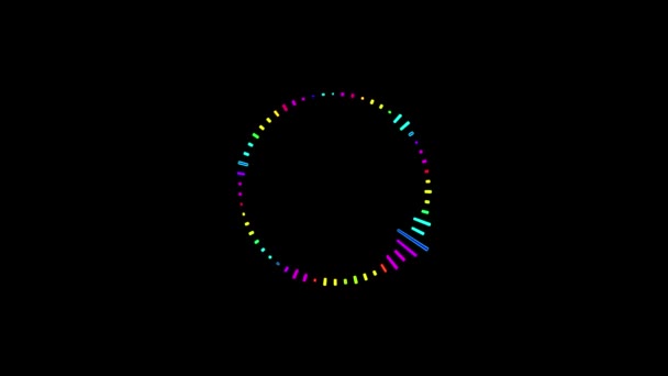 Multicolor-Equalizer für den Pegel der Musiksteuerung in Form eines Kreises. schwarzer Hintergrund — Stockvideo