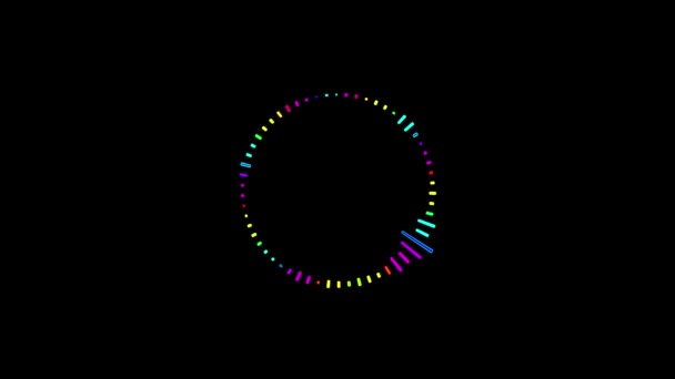 Égaliseur multicolore pour le niveau de contrôle musical sous la forme d'un cercle. Fond noir 