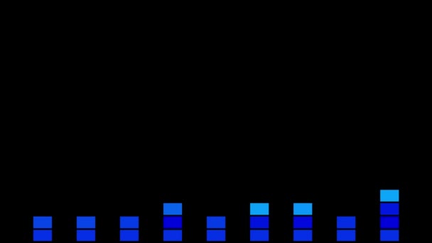 Mouvement des pistes de l'égaliseur en bleu et blanc. Fond noir — Video