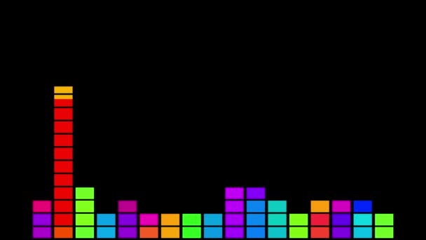 Equalizer in Form eines beweglichen vertikalen Regenbogens. schwarzer Hintergrund — Stockvideo