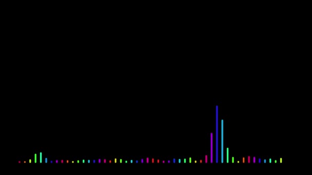 彩色音频均衡器的移动条形图。黑色背景 — 图库视频影像