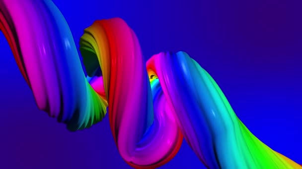 Abstract shape in the rainbow colors. Blue background — Stock Video