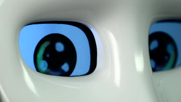 Eyes of the robot are lit and off. Close up — Stock Video