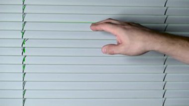 Açık ve kapalı pencere jaluzi. Yeşil ekran