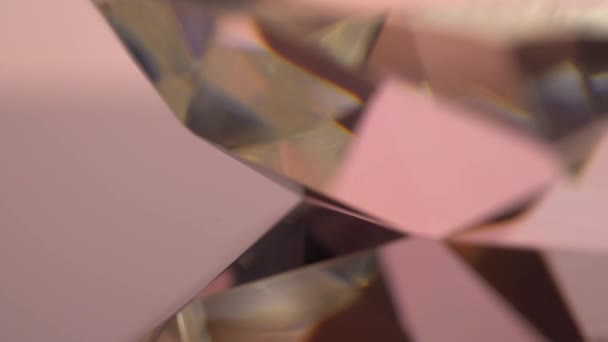 Spettacolare riflesso del bordo spesso del diamante in colore rosa — Video Stock