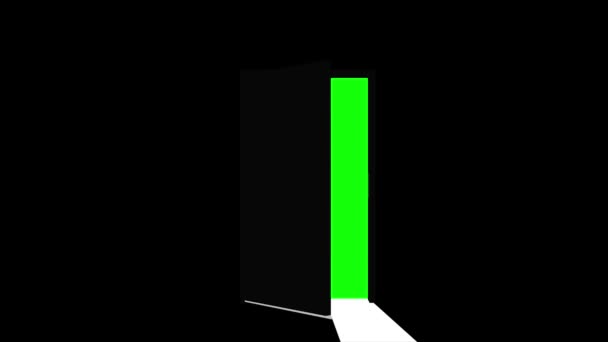 Døråpning med grønn skjerm – stockvideo