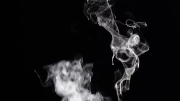 Дым дымится на черном фоне — стоковое видео
