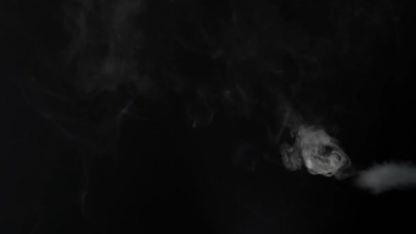 Verticaal geplaatst witte rook op zwarte achtergrond — Stockvideo