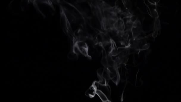 Fumée de cigarette sur fond noir. Mouvement lent — Video