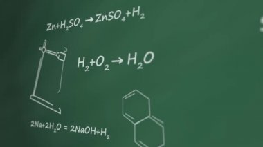 Bir grafik animasyon gree tahtada yazılı kimyasal formülü