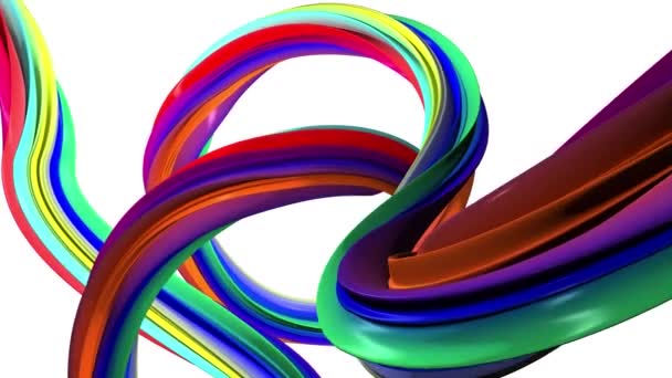 虹色の抽象的な線。白背景 — ストック動画