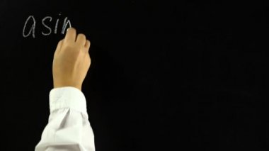 Tebeşir tahtaya bir trigonometrik formül yazma