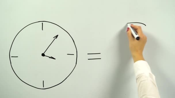Zeit ist Geld am Whiteboard — Stockvideo