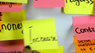 El tahtası bir yazıt artış ile sarı bir etiket tutkallar