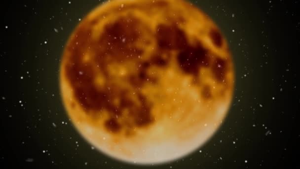 Feux d'artifice du Nouvel An sur le fond d'une lune ardente 