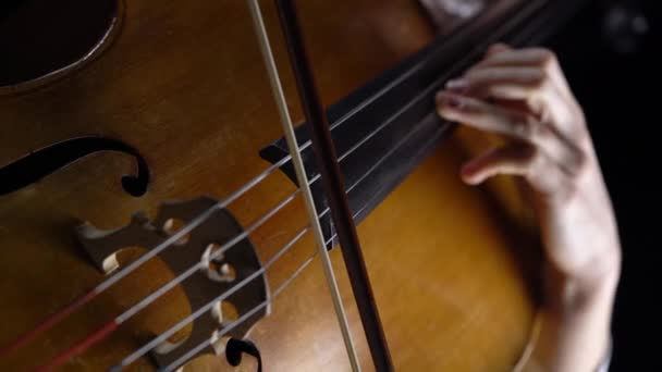 Gros plan d'une fille jouant du violoncelle — Video