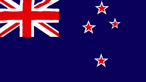 Bandeira da Nova Zelândia acenando suavemente ao vento 2 em 1 — Vídeo de Stock