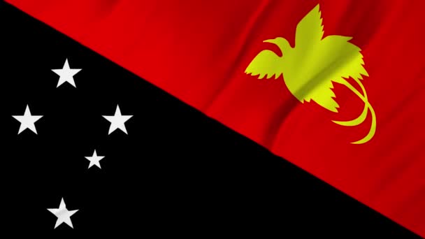 Papua-Nová Guinea vlajka mávání v vítr animace 2 v 1 — Stock video