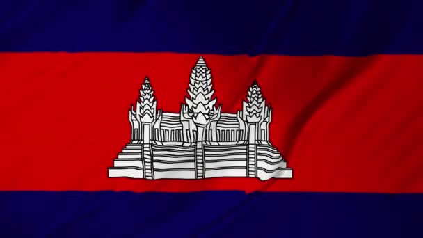 Kambodja flagga vajande animation 2 i 1 — Stockvideo