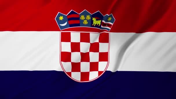 Croatian flag waving in wind 2 in 1 — Stock Video