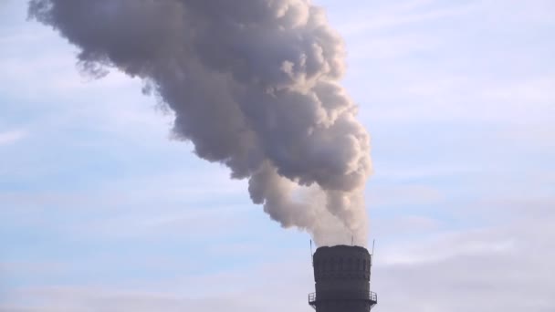 Cheminée avec une belle fumée sur le ciel bleu 001 — Video