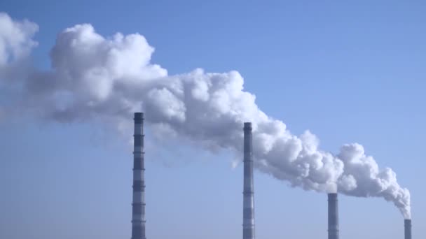 Fumaça da planta chaminés sobe para as nuvens 003 — Vídeo de Stock